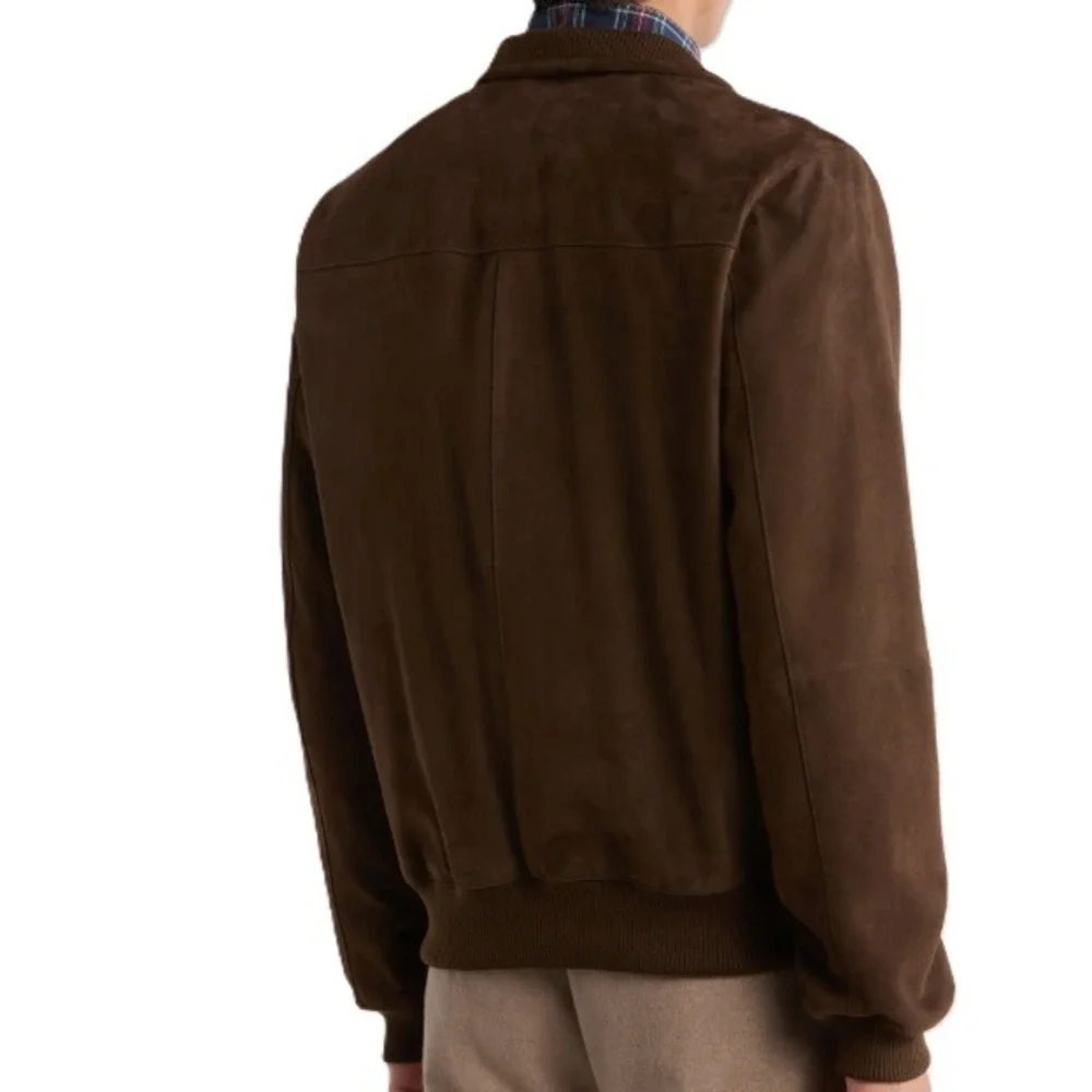 Brooks Brothers Brown Suede Leather‎ Jacket Mens S Full Zip Bomber Pockets NEW